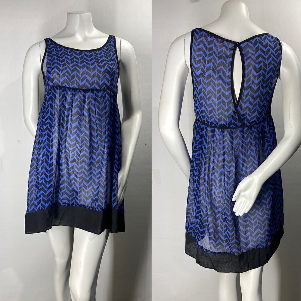 3For$20 Lux Sheer Blue& Black Chevron Dress size: medium